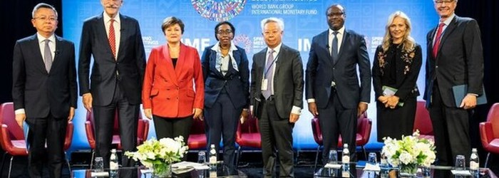 File photo of IMF: Kristalina Georgieva, Managing Director of the IMF (3rd from left) together with the panelists at the conference discussing "Scaling up Resilience and Sustainability Financing", organized by the IFF, the Bretton Woods Committee and the Paulson Institute in Washington DC on April 10.